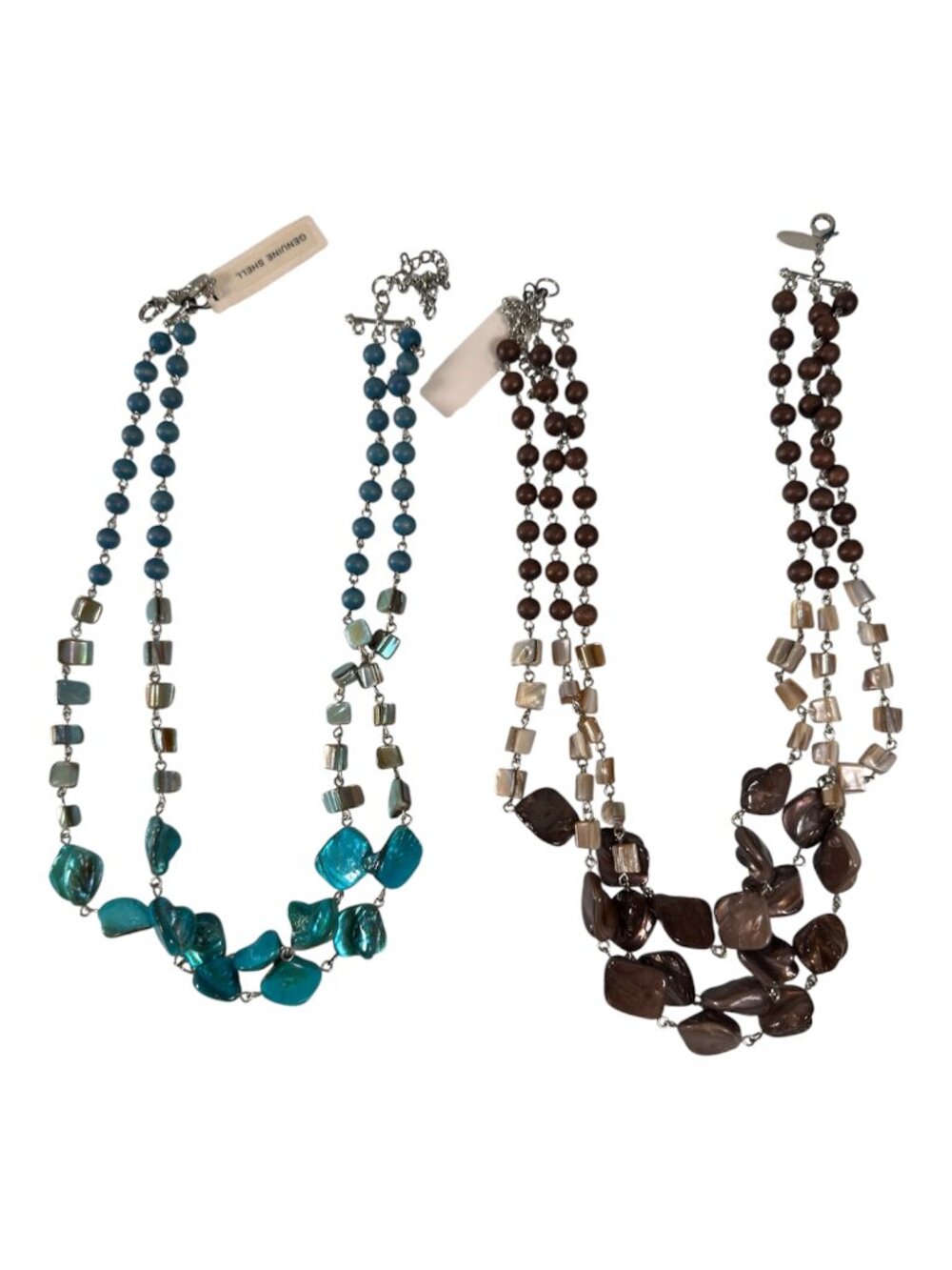 NY&CO Two Multi Strand Necklace Lot Brown Blue -Read-